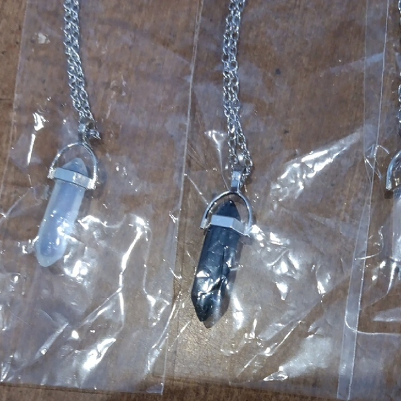 Silvertone Crystal Pendant Necklaces - Picture 3 of 4